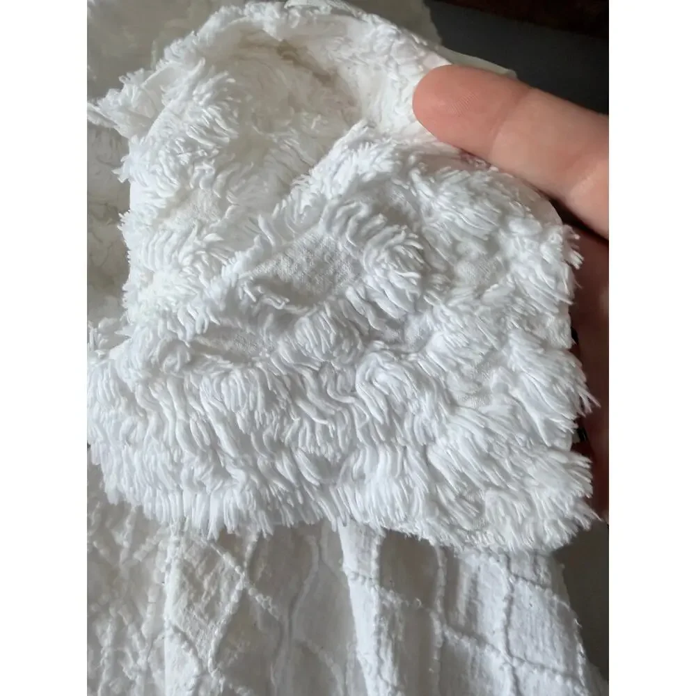 Vintage 100% Egyptian cotton chenille king size bedspread blanket cottagecore